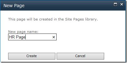 Create a new Page